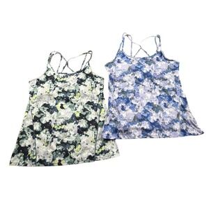 Gaiam Womens 2 Pack Strappy Back Yoga Tank Tops Shelf Bra Floral Activewear XL